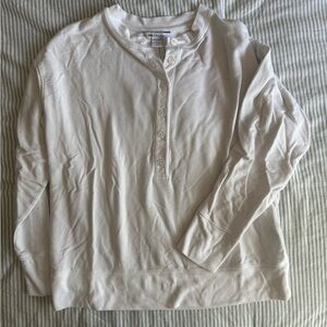 Athleta White Long Sleeve Button-Up Pullover Sweatshirt